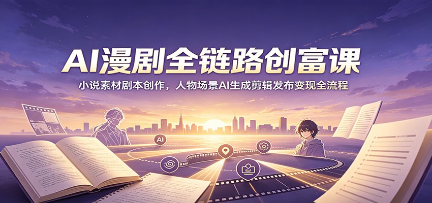 AI漫剧全链路创富课:小说素材剧本创作,人物场景AI生成剪辑发布变现全流程-二当家网创资源站