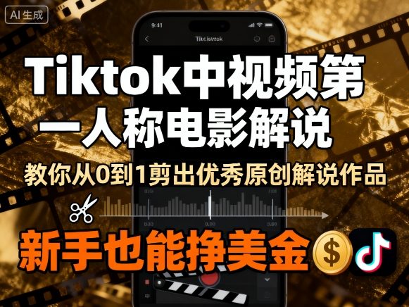 Tiktok中视频第一人称电影解说，教你从0到1剪出一个优秀的原创解说作品，新手也能挣美金-二当家网创资源站