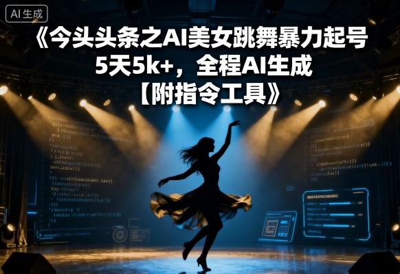 今日头条之AI美女跳舞暴力起号，5天1k+，全程AI生成【附指令工具】-二当家网创资源站