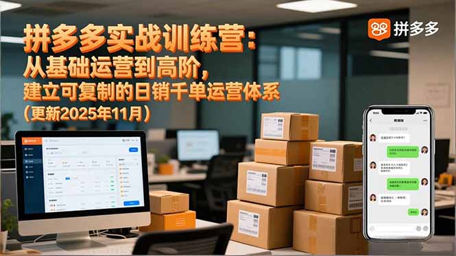 拼多多实战训练营：从基础运营到高阶，建立可复制的日销千单运营体系(更新11月-二当家网创资源站