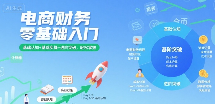 电商财务零基础入门，基础认知+基础实操+进阶突破，轻松掌握-二当家网创资源站