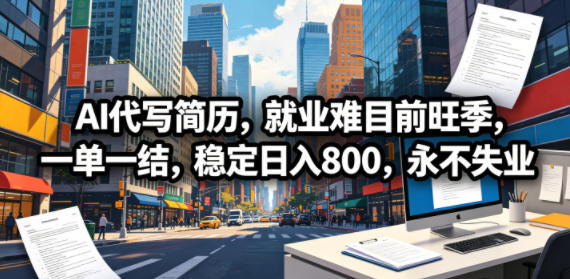 AI代写简历,就业难目前旺季,一单一结,稳定日入800,永不失业-二当家网创资源站