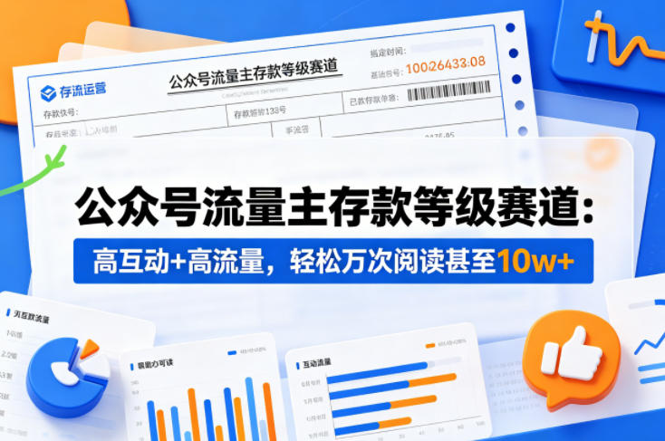 公众号流量主之存款等级赛道，高互动+高流量，轻松达到万次阅读，甚至10w+-二当家网创资源站