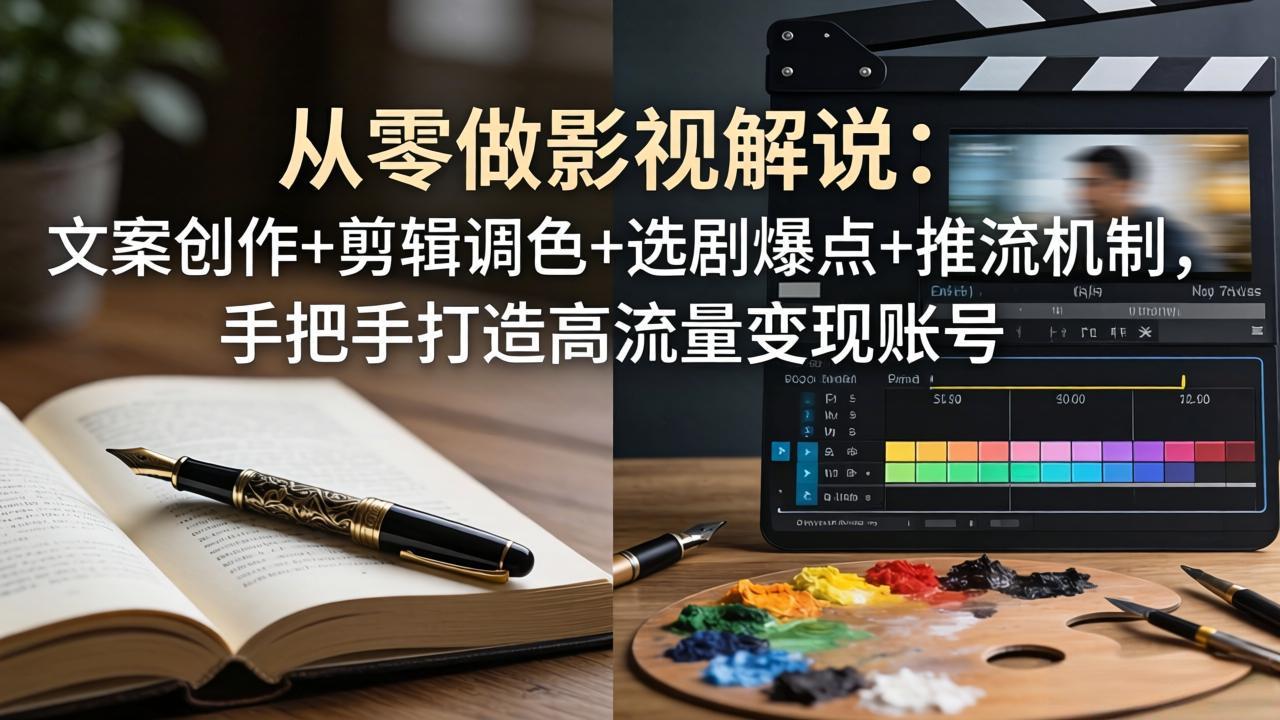 从零做影视解说：文案创作+剪辑调色+选剧爆点+推流机制，手把手打造高流量变现账号-二当家网创资源站