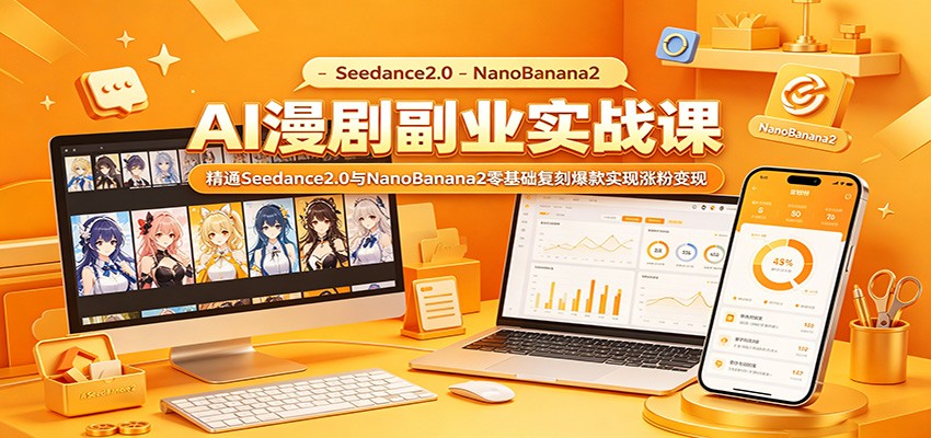AI漫剧副业实战课：精通Seedance2.0与NanoBanana2零基础复刻爆款实现涨粉变现-二当家网创资源站