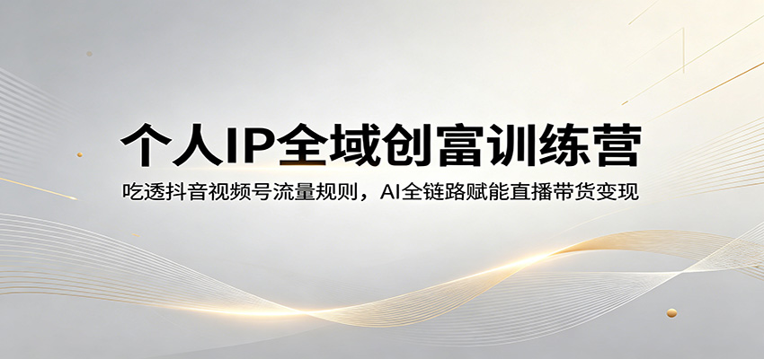 个人IP全域创富训练营：吃透抖音视频号流量规则，AI全链路赋能直播带货变现-二当家网创资源站
