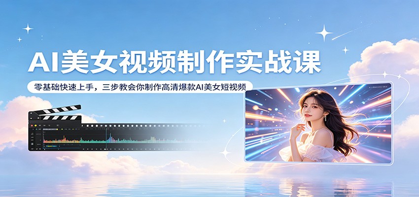 AI美女视频制作实战课：零基础快速上手，三步教会你制作高清爆款AI美女短视频-二当家网创资源站