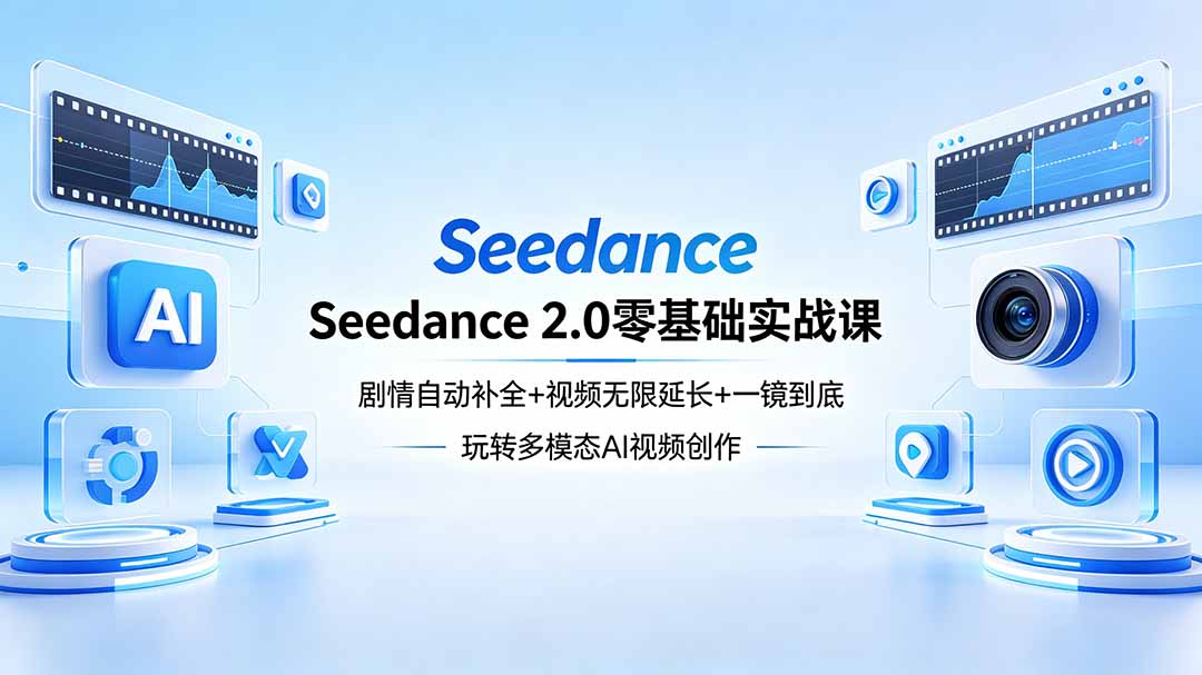 Seedance 2.0零基础实战课：剧情自动补全+视频无限延长+一镜到底：玩转多模态AI视频创作-二当家网创资源站