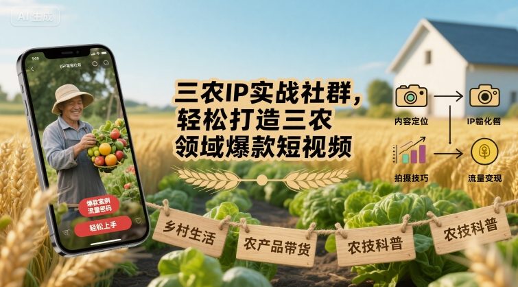 三农IP实战社群，轻松打造三农领域爆款短视频-二当家网创资源站
