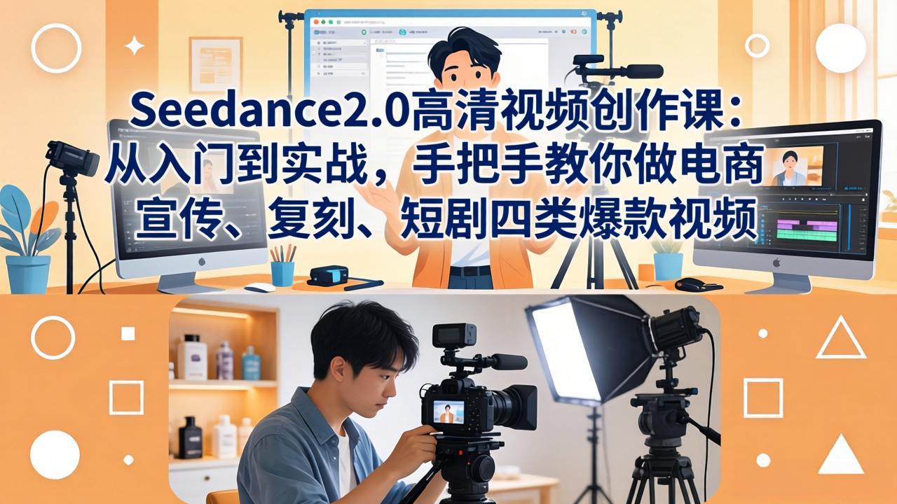 Seedance2.0高清视频创作课：从入门到实战，手把手教你做电商、宣传、复刻、短剧四类爆款视频-二当家网创资源站