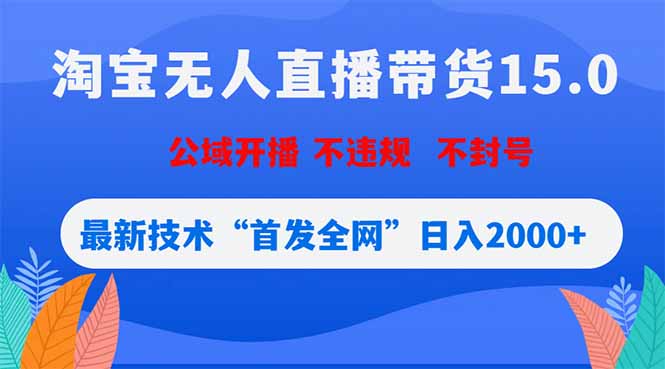 淘宝无人直播带货15.0，不封号，不违规，公域玩法，首发全网日入2000+-二当家网创资源站