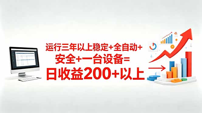 三年以上稳定+全自动+安全+一台设备=日收益200+-二当家网创资源站