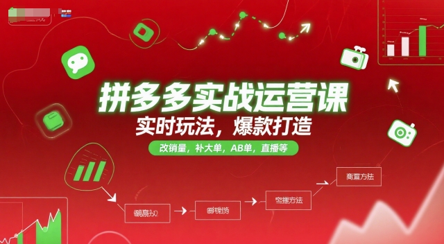 拼多多实战运营课，实时玩法，爆款打造，改销量，补大单，AB单，直播等(更新2025月)-二当家网创资源站