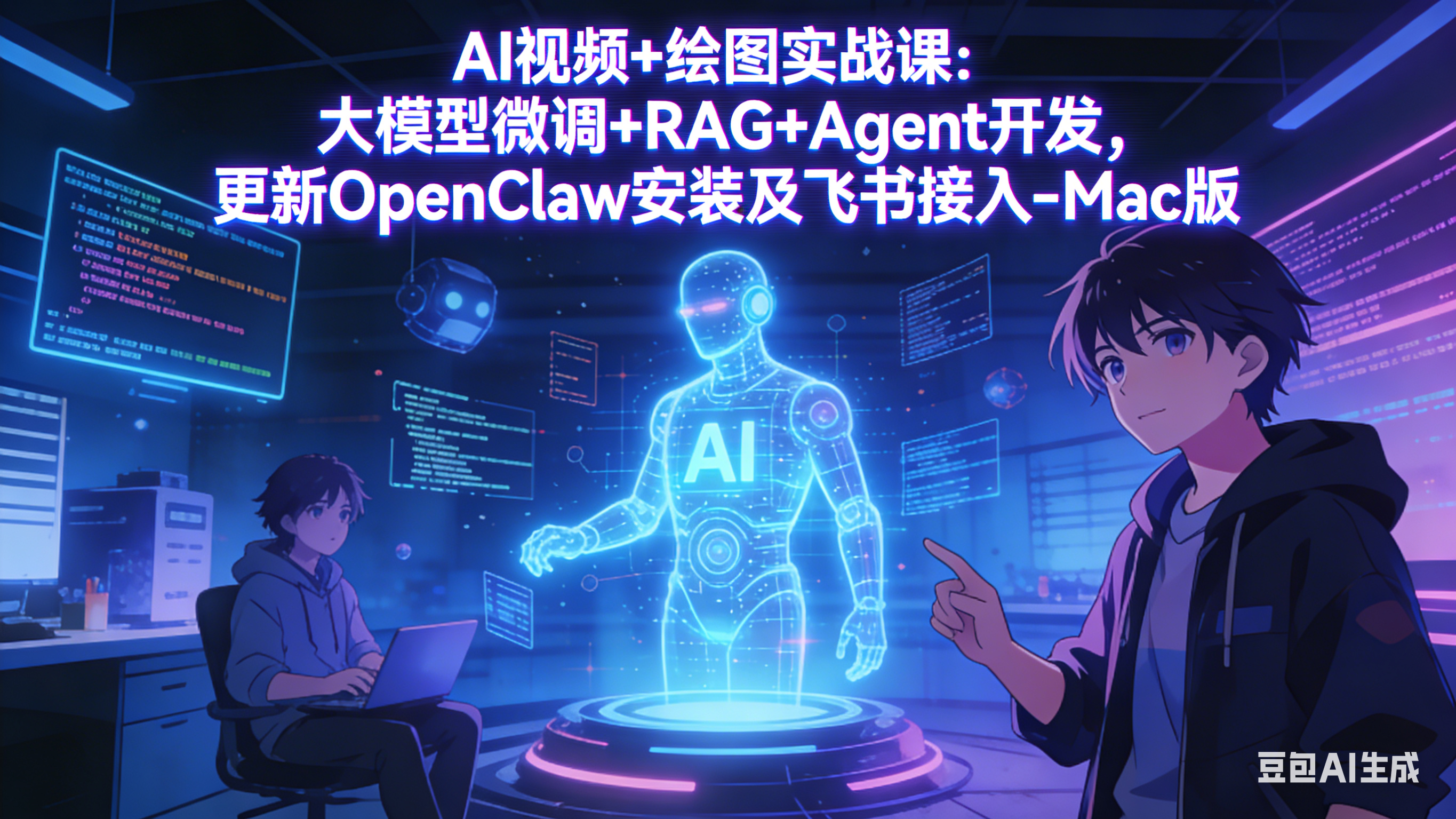 AI视频+绘图实战课：大模型微调+RAG+Agent开发，更新OpenClaw安装及飞书接入-Mac版-二当家网创资源站