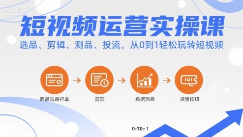 短视频运营实操课，选品、剪辑、测品、投流，从0到1轻松玩转短视频-二当家网创资源站