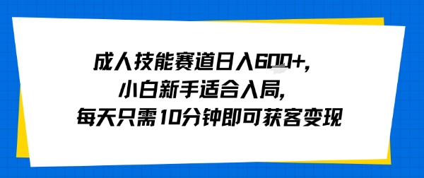 成人技能赛道日入多张，小白新手适合入局，每天只需10分钟即可获客变现-二当家网创资源站