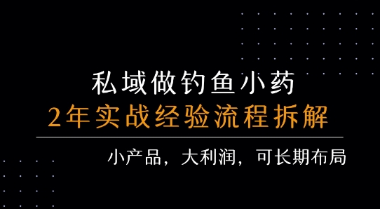 私域做钓鱼小药 每单利润3张+ 详细流程拆解-二当家网创资源站