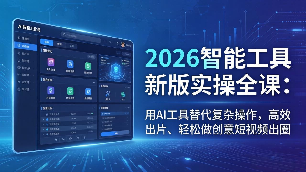 2026智能工具新版实操全课：用AI工具替代复杂操作，高效出片、轻松做创意短视频出圈-二当家网创资源站