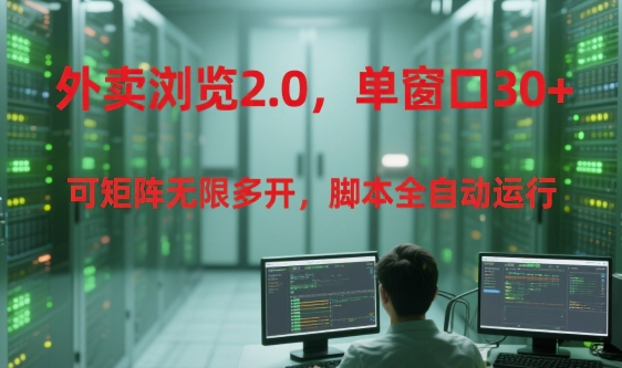 外卖浏览2.0，单窗口30+可矩阵无限多开，脚本全自动运行【揭秘】-二当家网创资源站