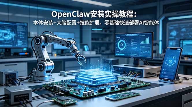 OpenClaw安装实操教程:本体安装+大脑配置+技能扩展,零基础快速部署AI智能体-二当家网创资源站