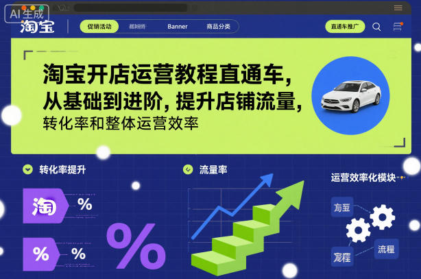 淘宝开店运营教程直通车，从基础到进阶，提升店铺流量，转化率和整体运营效率(更新26年05月27日)-二当家网创资源站