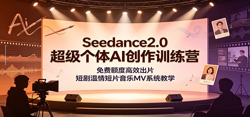 Seedance2.0超级个体AI创作训练营：免费额度高效出片，短剧温情短片音乐MV系统教学-二当家网创资源站
