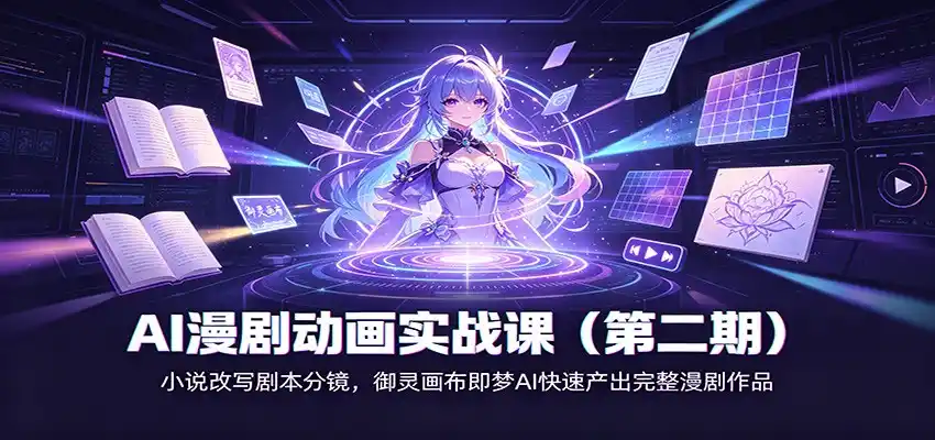 AI漫剧动画实战课(第二期):小说改写剧本分镜,御灵画布即梦AI快速产出完整漫剧作品-二当家网创资源站