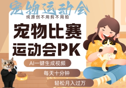 AI一键生成宠物比赛运动会PK视频，纯原创不用剪不用拍，每天十分钟，轻松月入过1W+-二当家网创资源站