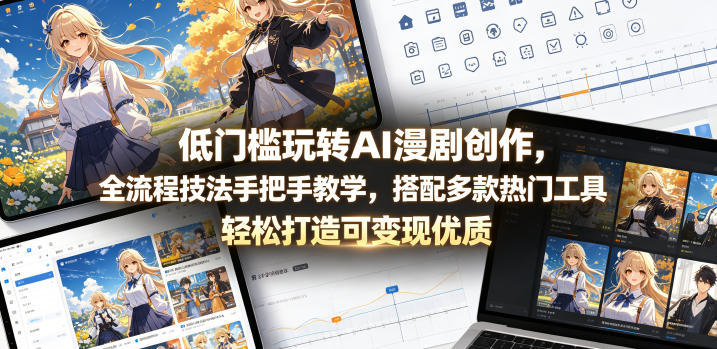 低门槛玩转AI漫剧创作，全流程技法手把手教学，搭配多款热门工具，轻松打造可变现优质作品-二当家网创资源站