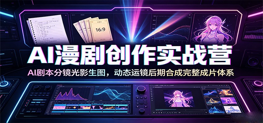 AI漫剧创作实战营:AI剧本分镜光影生图,动态运镜后期合成完整成片体系-二当家网创资源站