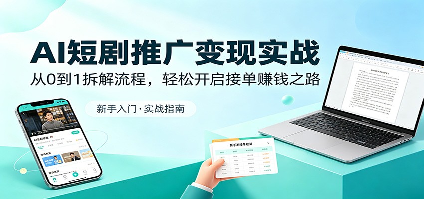 AI短剧推广变现实战：从0到1拆解流程，轻松开启接单赚钱之路-二当家网创资源站