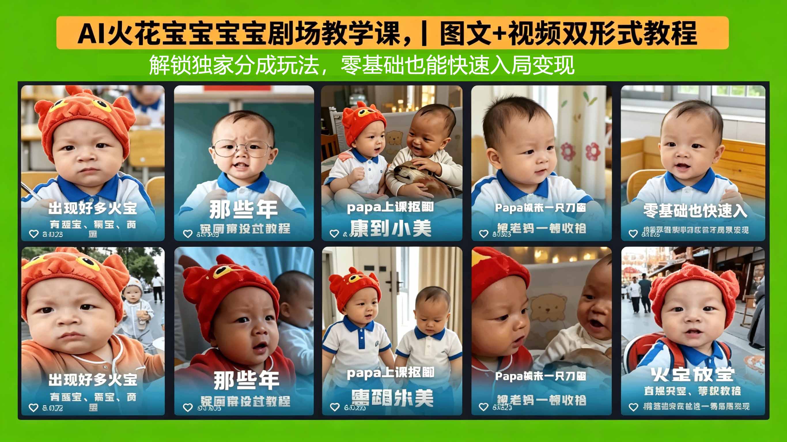 AI火花宝宝宝宝剧场教学课，图文+视频双形式教程，解锁独家分成玩法，零基础也能快速入局变现-二当家网创资源站