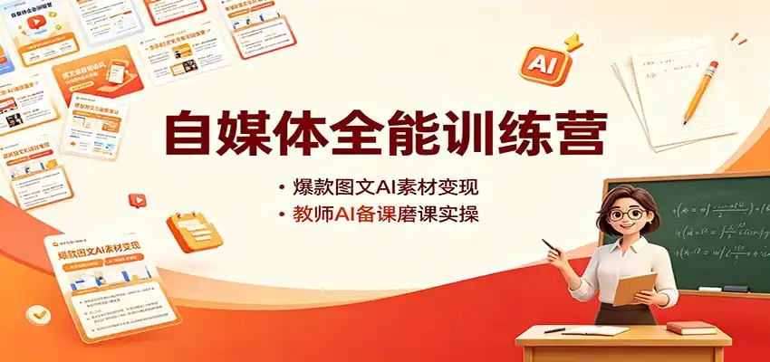 自媒体全能训练营：爆款图文AI素材变现，教师AI备课磨课实操-二当家网创资源站