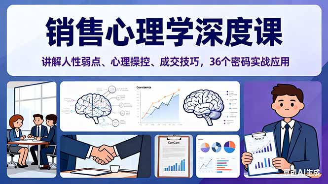 销售心理学深度课，讲解人性弱点、心理操控、成交技巧，36个密码实战应用-二当家网创资源站