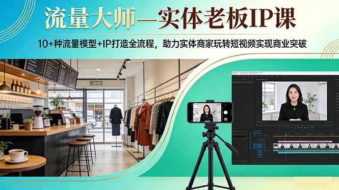 流量大师—实体老板IP课：10+种流量模型+IP打造全流程，助力实体商家玩转短视频实现商业突破-二当家网创资源站