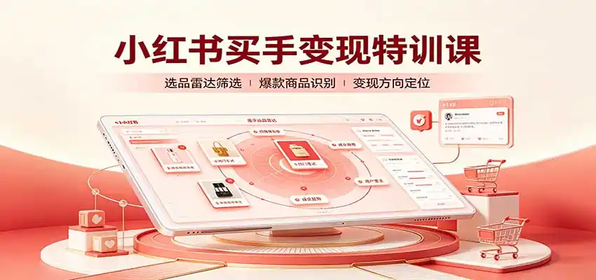 小红书买手变现特训课:账号定位养号起号,选品挂车,笔记标题封面全套教学-二当家网创资源站