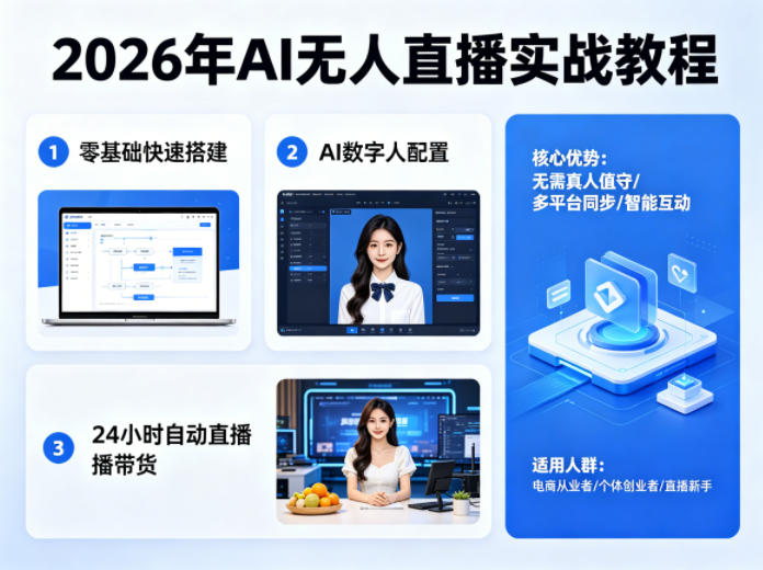 2026年AI无人直播实战教程，零基础也能快速搭建AI数字人无人直播间，实现24小时自动直播带货-二当家网创资源站