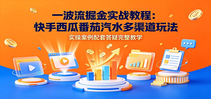 一波流掘金实战教程：快手西瓜番茄汽水多渠道玩法，实操案例配套答疑完整教学-二当家网创资源站