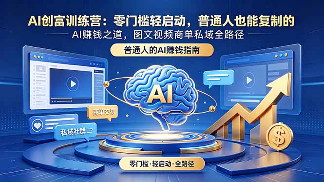 AI创富训练营:零门槛轻启动,普通人也能复制的AI赚钱之道,图文视频商单私域全路径-二当家网创资源站