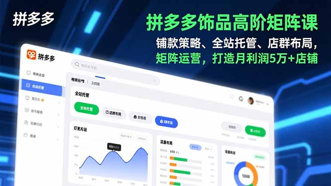 拼多多饰品高阶矩阵课，铺款策略、全站托管、店群布局，矩阵运营，打造月利润5万+店铺-二当家网创资源站