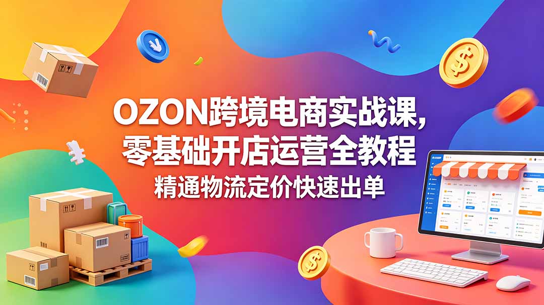 OZON 跨境电商实战课,零基础开店运营全教程,精通物流定价快速出单-二当家网创资源站