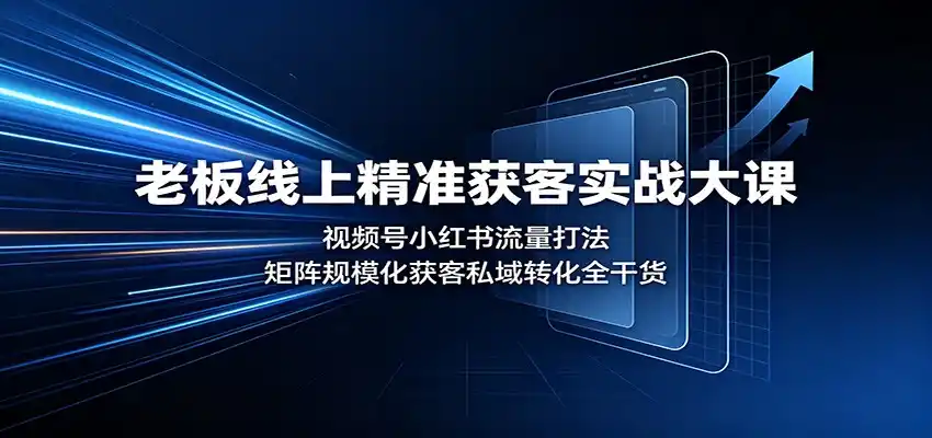 老板线上精准获客实战大课:视频号小红书流量打法,矩阵规模化获客私域转化全干货-二当家网创资源站