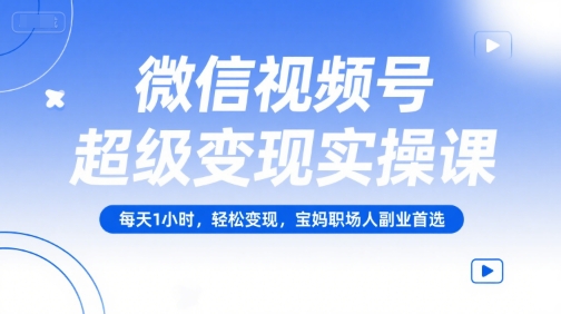 微信视频号超级变现实操课，每天1小时，轻松变现，宝妈职场人副业首选-二当家网创资源站