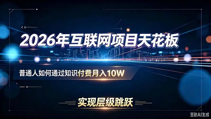 2026年互联网项目天花板：普通人如何通过知识付费月入10W，实现层级跳跃-二当家网创资源站