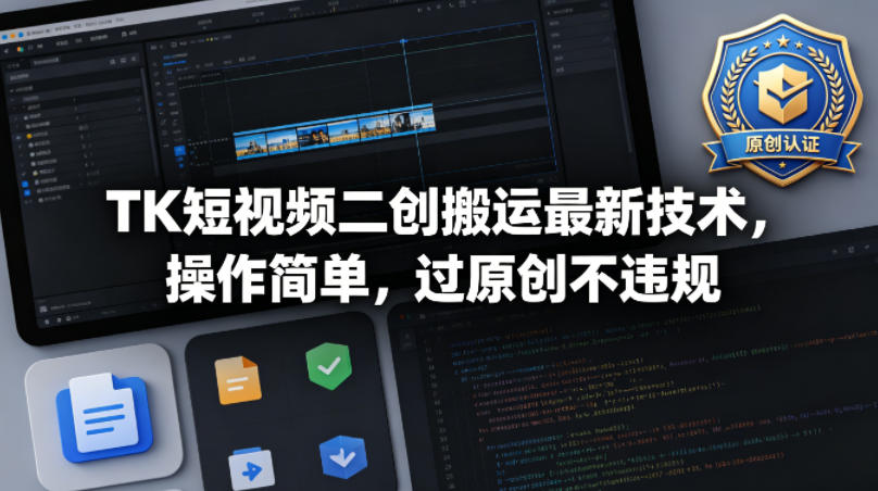 TK短视频二创搬运最新技术，操作简单，过原创不违规-二当家网创资源站