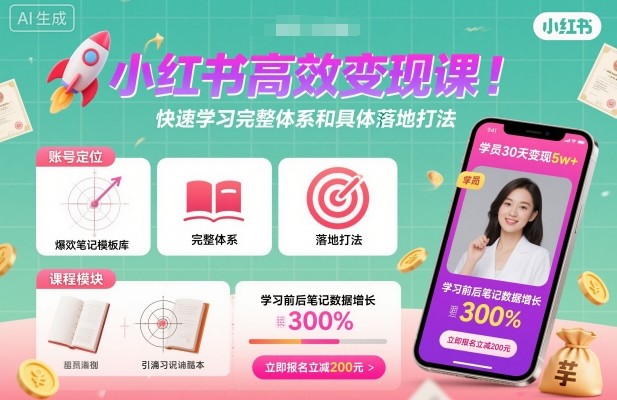 小红书高效变现课，快速学习小红书完整体系和具体落地打法-二当家网创资源站