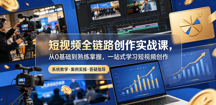 短视频全链路创作实战课，从0基础到熟练掌握，一站式学习短视频创作-二当家网创资源站