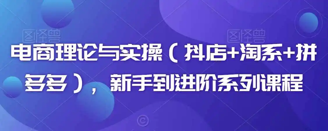 电商理论与实操(抖店+淘系+拼多多),新手到进阶系列课程-二当家网创资源站