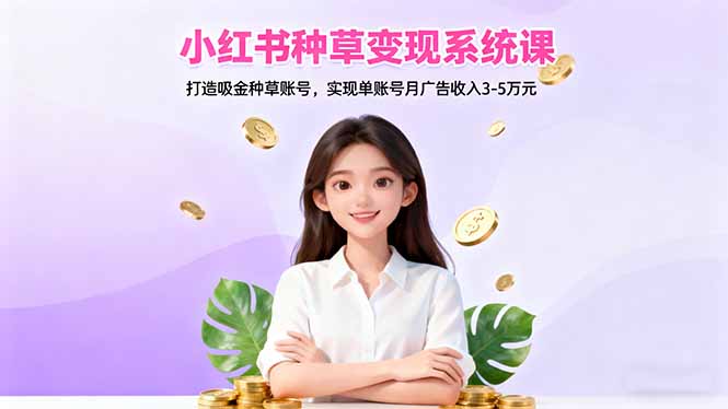 小红书种草变现系统课：打造吸金种草账号，实现单账号月广告收入3-5万元-二当家网创资源站