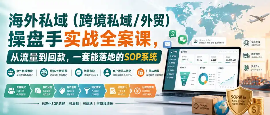 海外私域(跨境私域/外贸)操盘手实战全案课,从流量到回款,一套能落地的SOP系统-二当家网创资源站